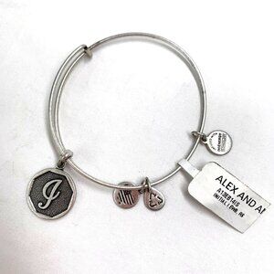 Alex and Ani Initial I Charm Bracelet - Silver, Expands 2"- 3.5" NWT
